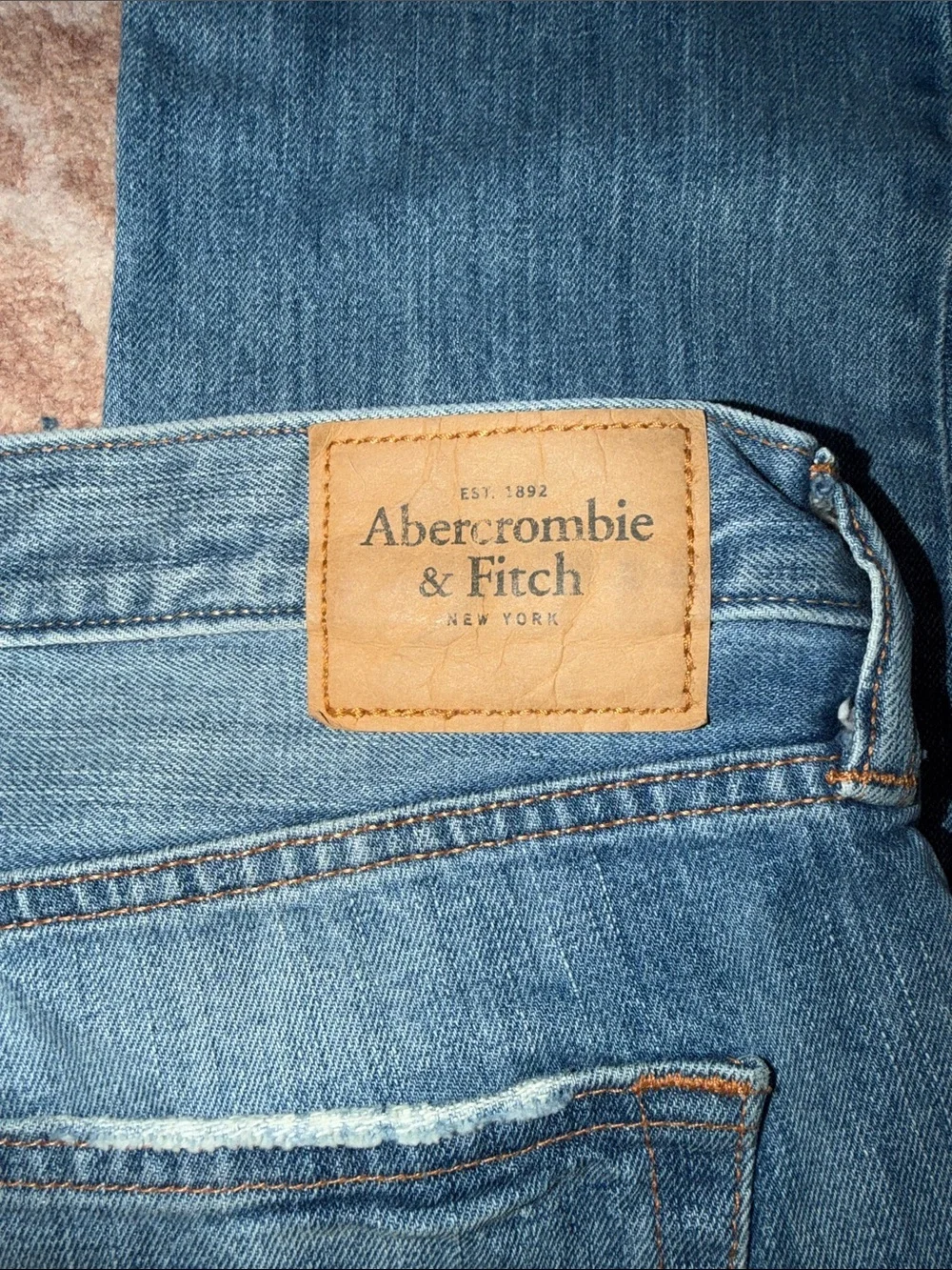 Abercrombie & Fitch Men's Distressed Blue Straight Jeans